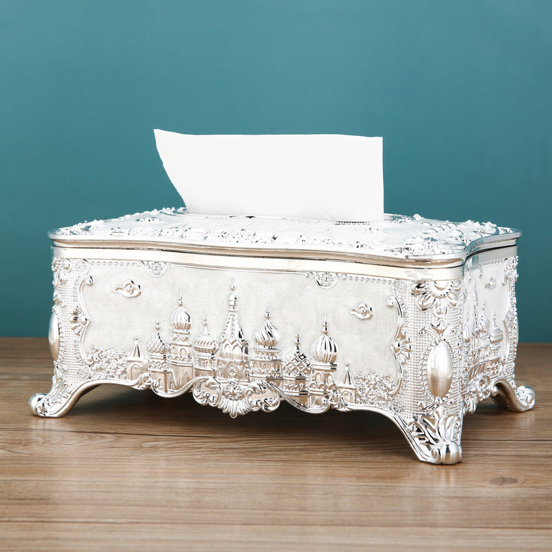 Luxury Vintage Tissue Box Cover - Elegant Gold Embossed Decorative Tissue Holder for Home Decor