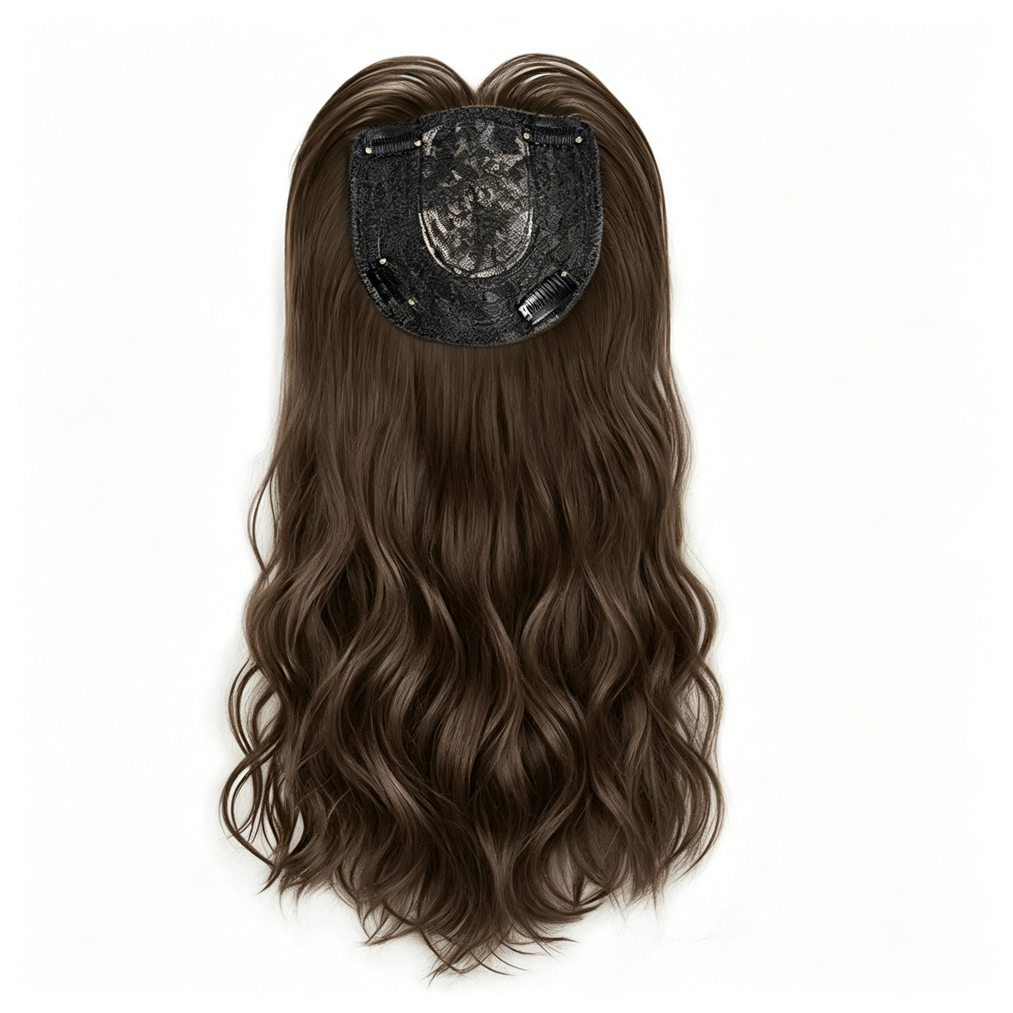 Human Hair Topper for Women - Water Wave & Wool Curl Texture - Volumizing Clip In Hairpiece for Thin Hair