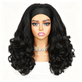 Long Curly Headband Wig Synthetic Hair - Black Body Wave Ice Silk Headband Wigs for Women - Glueless Natural Hairline with Baby Hair