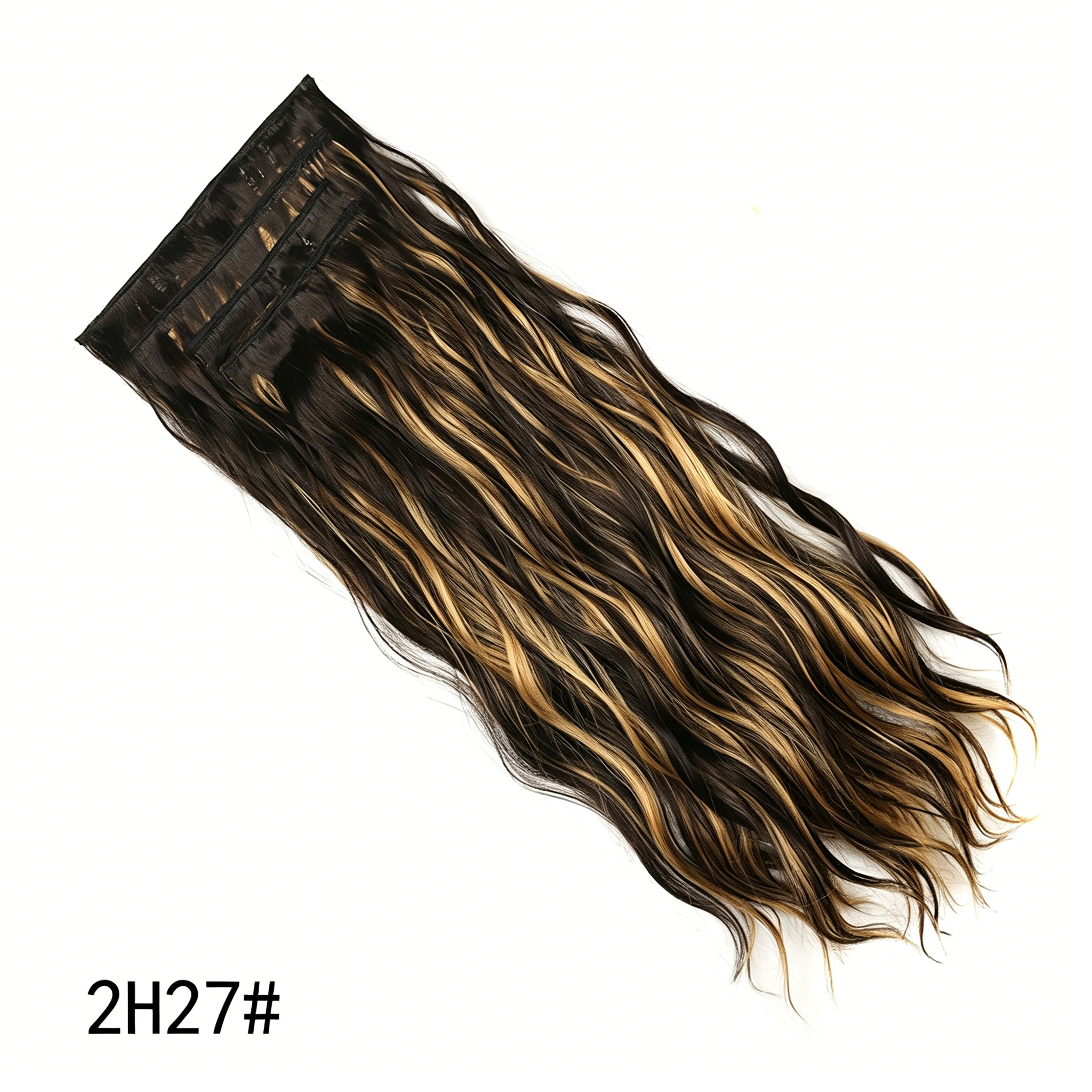 Water Wave Hair Extensions Set of 4 - Long Wavy Synthetic Hairpieces - Easy Clip-On for Daily Wear & Party