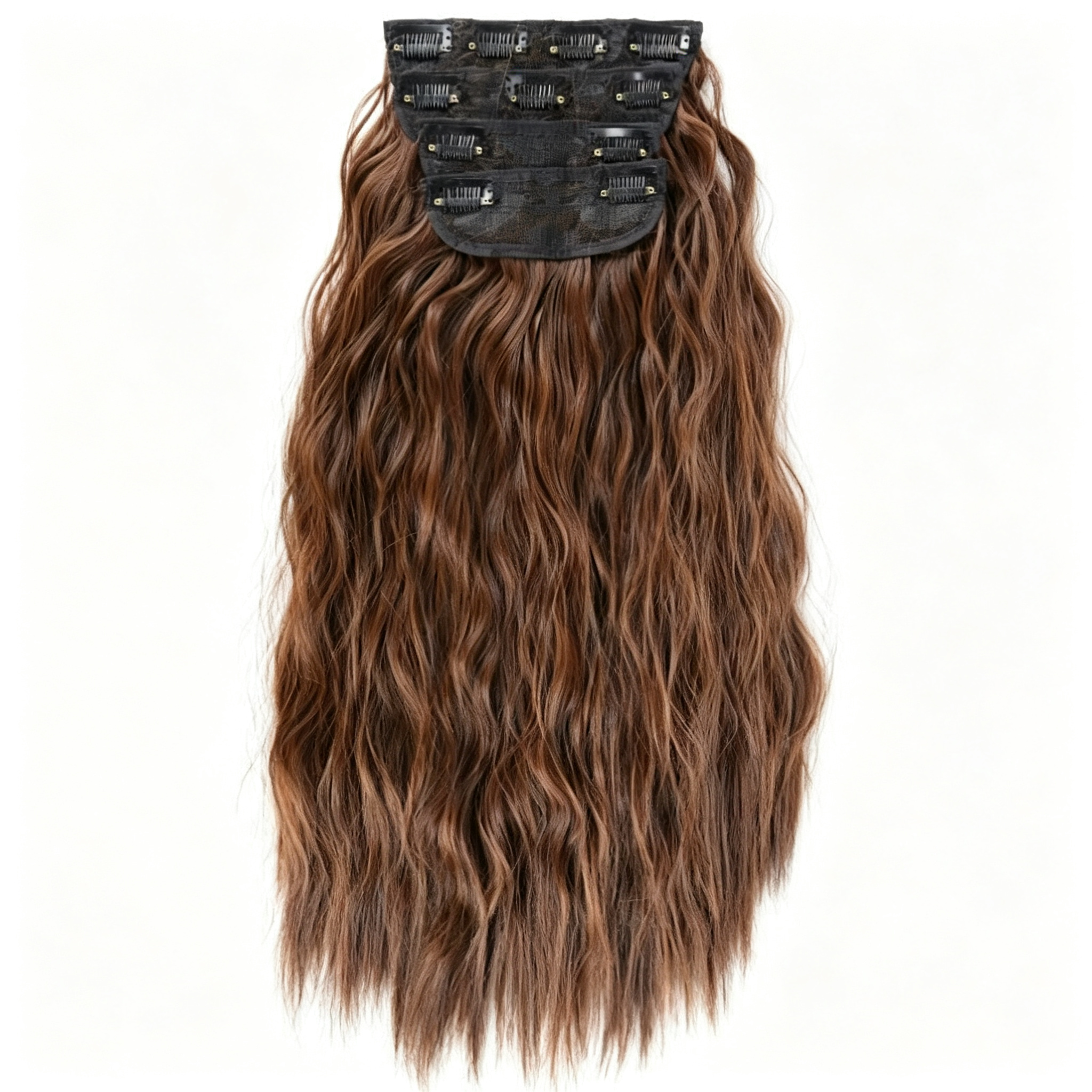 Water Wave Clip in Hair Extensions - Long Body Wave Synthetic Hairpiece - Natural Looking False Hair for Women