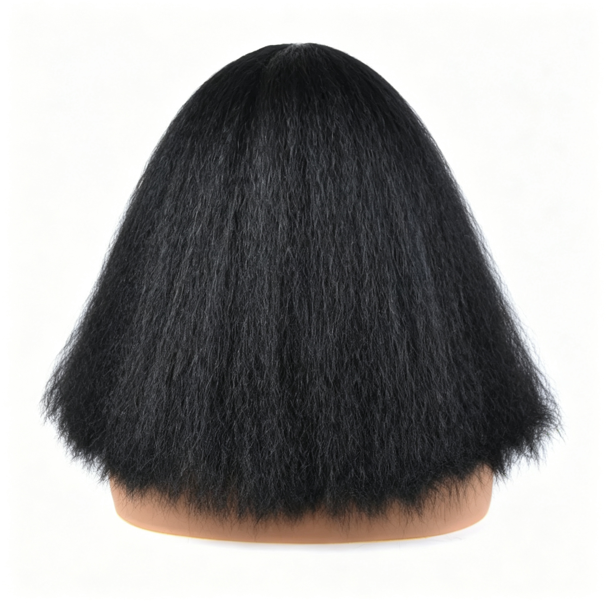 Glueless Kinky Straight Bob Wig - Short Afro Yaki Straight Bob Wig with Middle Part - Natural Black for Black Women
