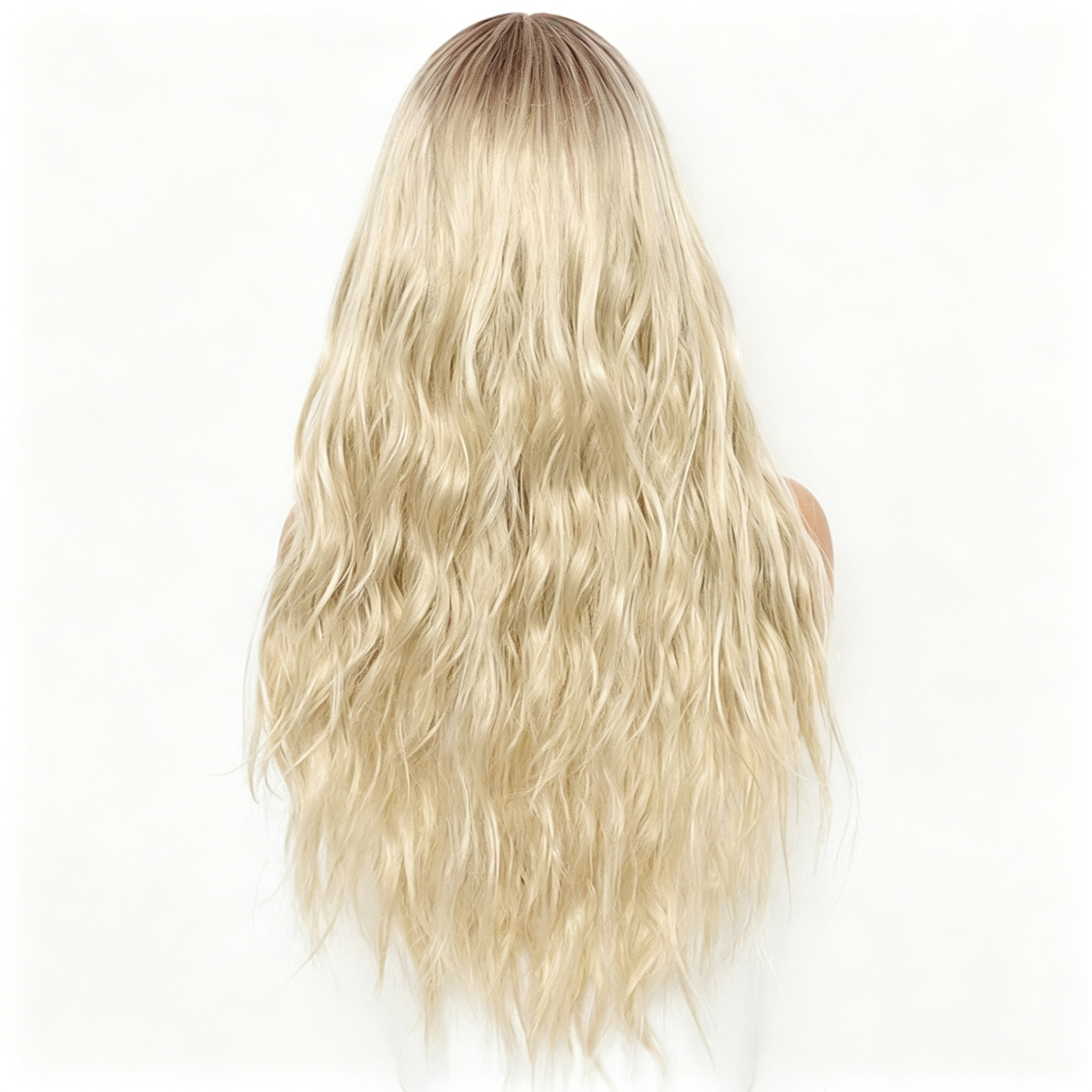Ombre Blonde Long Wavy Wig - Big Body Wave Synthetic Hair - Heat Resistant Fiber for Women