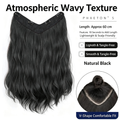 V-Shape Halo Hair Extensions - Atmospheric Wavy Texture - 60cm Synthetic Hairpiece for Women