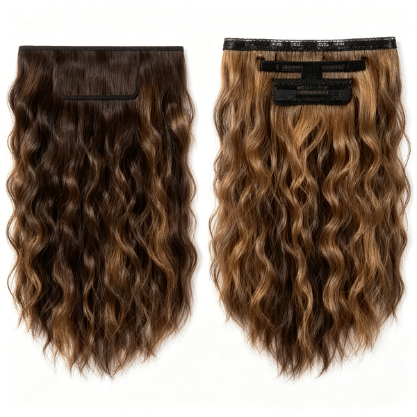 Short Curly Clip-In Hair Extensions - Water Wave Synthetic Hairpiece for Volume & Length