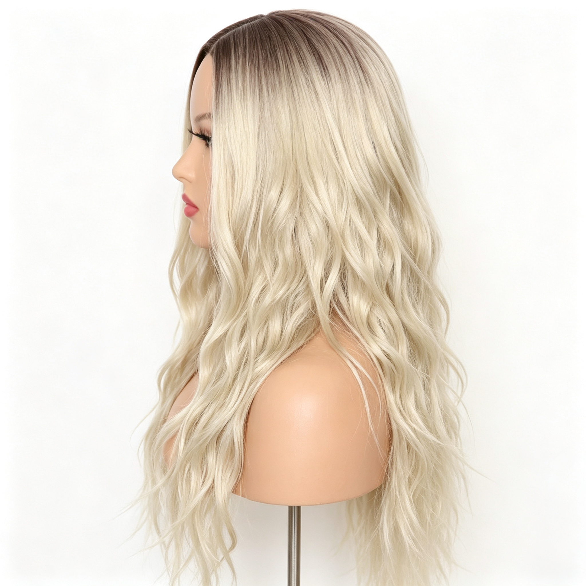 Ombre Blonde Long Wavy Wig - Big Body Wave Synthetic Hair - Heat Resistant Fiber for Women