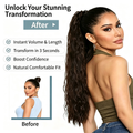 Curly Ponytail Extension with Claw Clip - Water Wave Long Curly Hairpiece - Natural Black Synthetic Hair for Women
