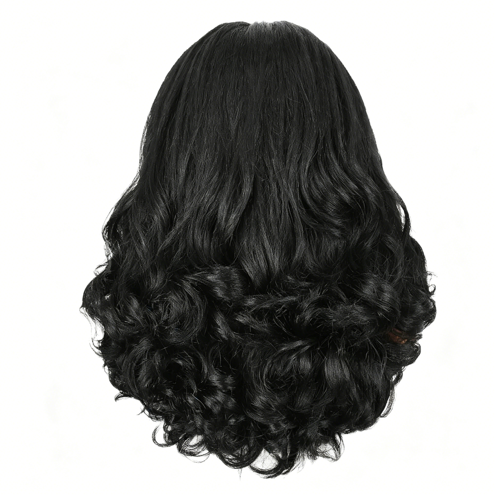 Long Curly Headband Wig Synthetic Hair - Black Body Wave Ice Silk Headband Wigs for Women - Glueless Natural Hairline with Baby Hair