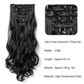 Clip in Hair Extensions Full Head Set - Big Wavy Curly Synthetic Hair - Jet Black 1# for Women