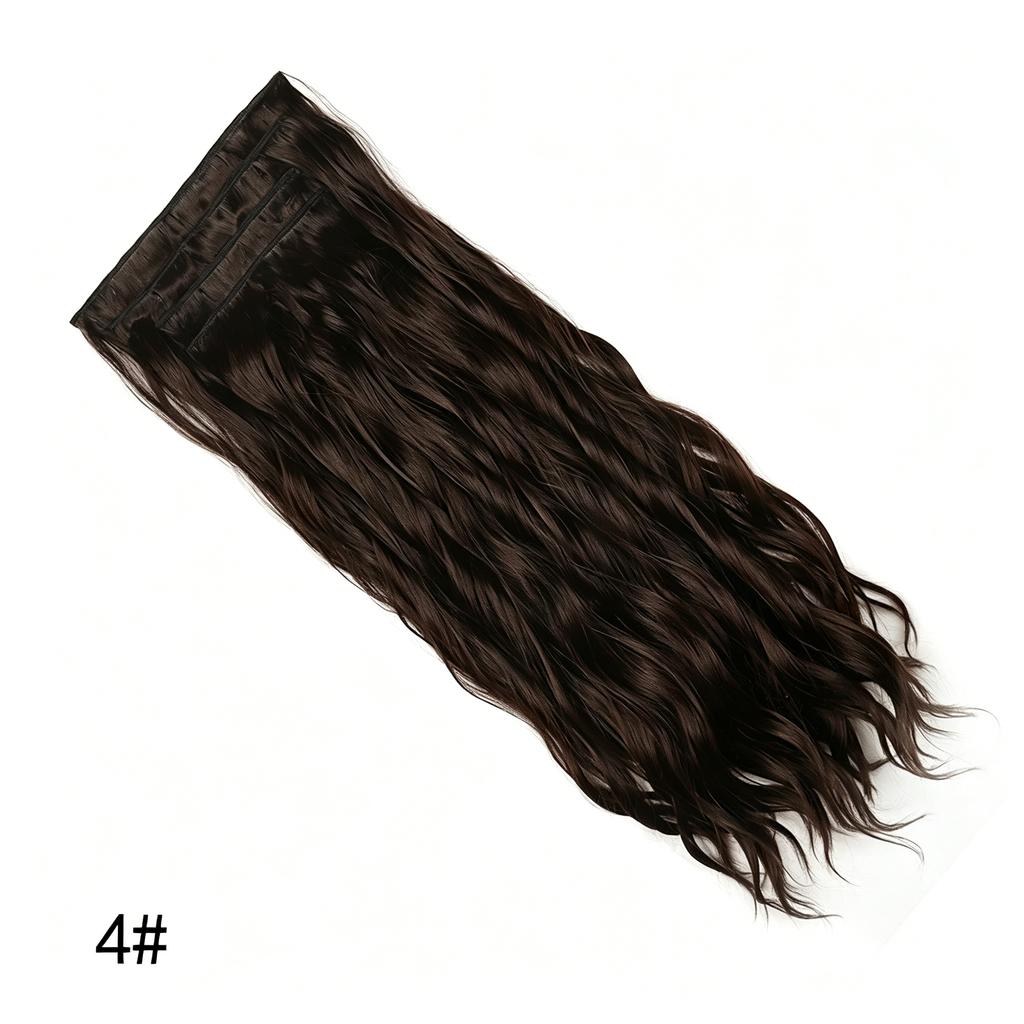 Water Wave Hair Extensions Set of 4 - Long Wavy Synthetic Hairpieces - Easy Clip-On for Daily Wear & Party