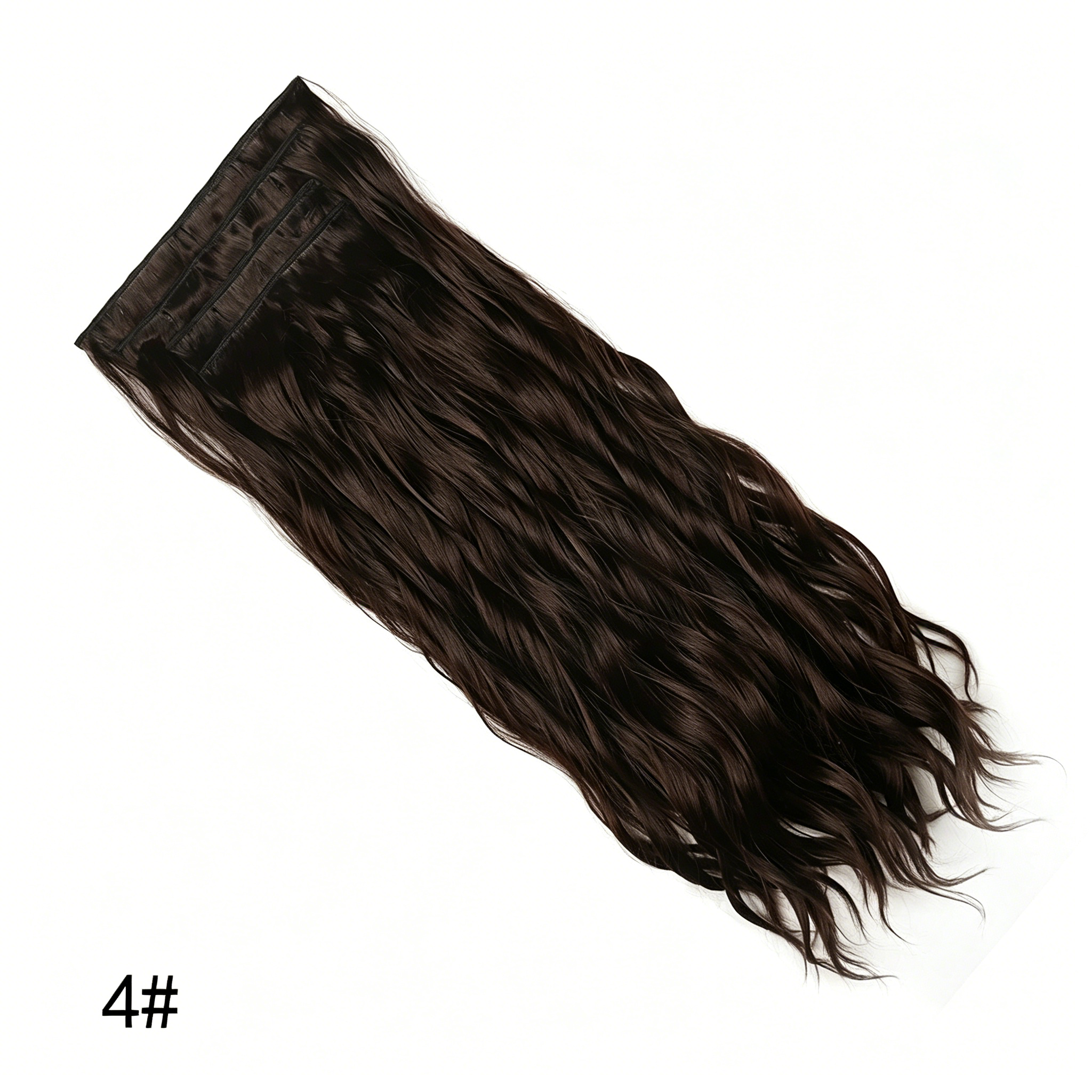 Water Wave Hair Extensions Set of 4 - Long Wavy Synthetic Hairpieces - Easy Clip-On for Daily Wear & Party