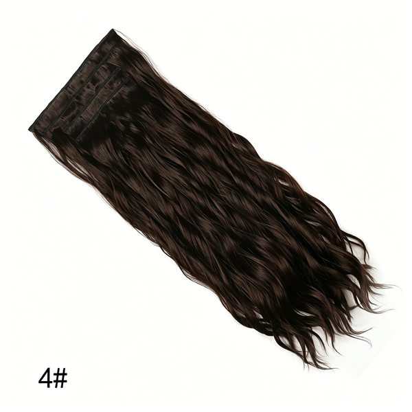 Water Wave Hair Extensions Set of 4 - Long Wavy Synthetic Hairpieces - Easy Clip-On for Daily Wear & Party