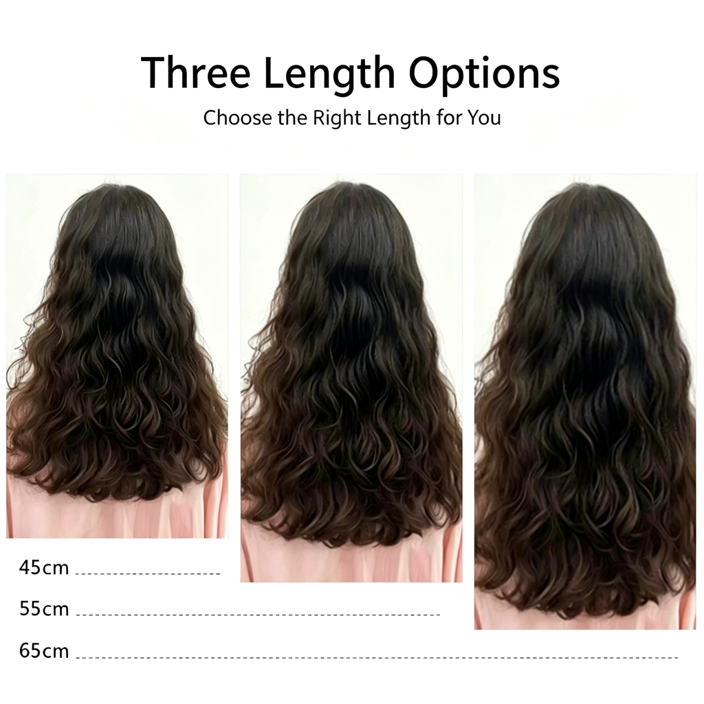 Wrap Around Clip in Hair Extensions - Long Water Wave Curly Hairpiece - Natural Black Synthetic Hair for Thick Volume