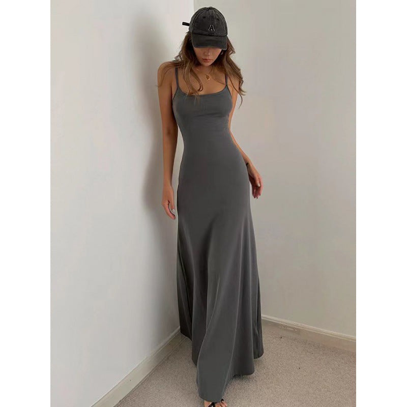 Slim-Fitting Long Skirt, European And American Sweet And Spicy Style, Body-Shaping Bottoming, Suspender-Like Waist, Slim Backless Dress For Women In Summer