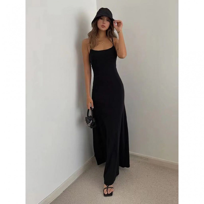 Slim-Fitting Long Skirt, European And American Sweet And Spicy Style, Body-Shaping Bottoming, Suspender-Like Waist, Slim Backless Dress For Women In Summer