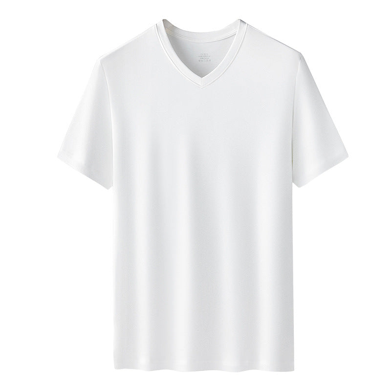 60 Count Double-Sided Modal Spring And Summer Men'S Short-Sleeved T-Shirts Solid Color Tops Round Neck Can Be Worn Outside The Base Shirt In Stock