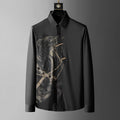 Trendy Brand Men'S Shirt Long-Sleeved Printed Perm Diamond Shirt Men'S Slim Fit No-Iron Anti-Wrinkle Shirt Men'S One Piece Drop Shipping