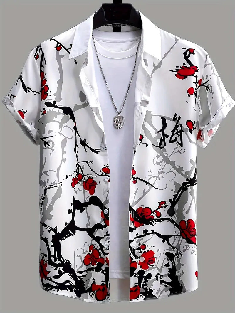 Cross-Border Trendy Cool Spring And Summer New Fashion Men'S Clothing Men'S Short-Sleeved Shirts Tops Cardigans Cross-Border Source Work