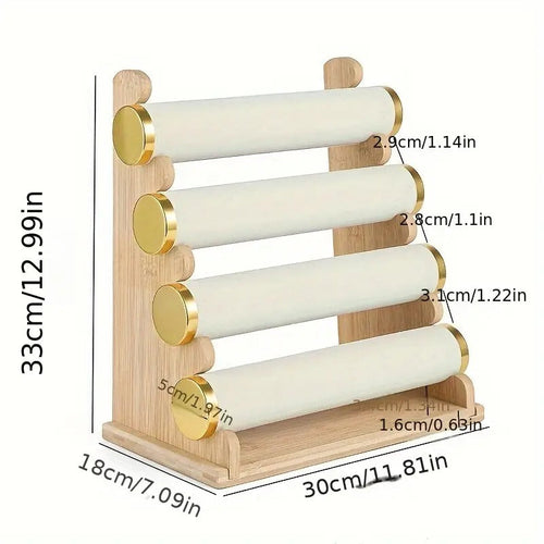 bamboo 4 layer jewelry display tower detachable multi tiered