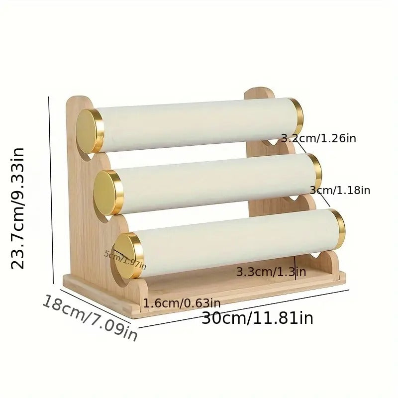 bamboo 4 layer jewelry display tower detachable multi tiered