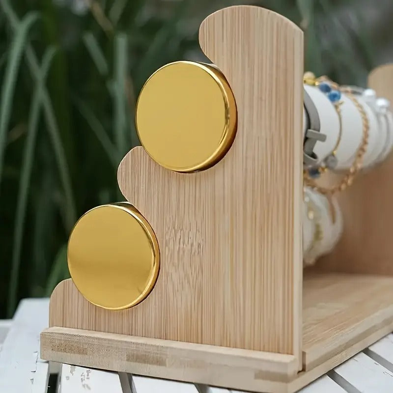 bamboo 4 layer jewelry display tower detachable multi tiered